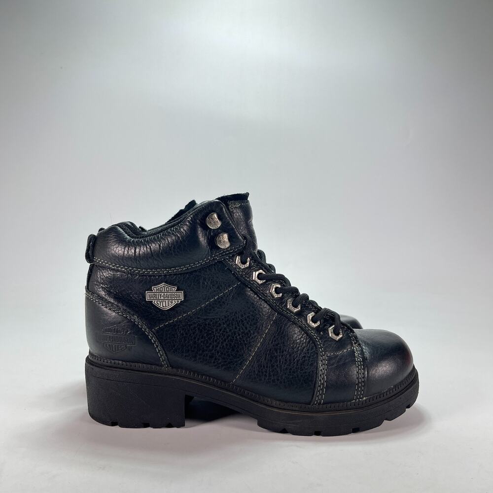 Harley Davidson Tyler Black Leather Heeled Chukka Ankle Boots 84280 Women's Sz 8
